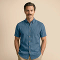 Breeze Linen Half Sleeves Shirt In Indigo