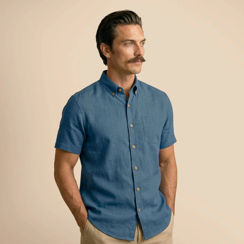 Breeze Linen Half Sleeves Shirt In Indigo