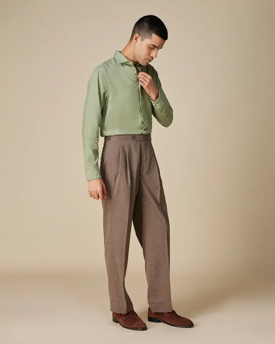 Light Green Textured Twill Shirt