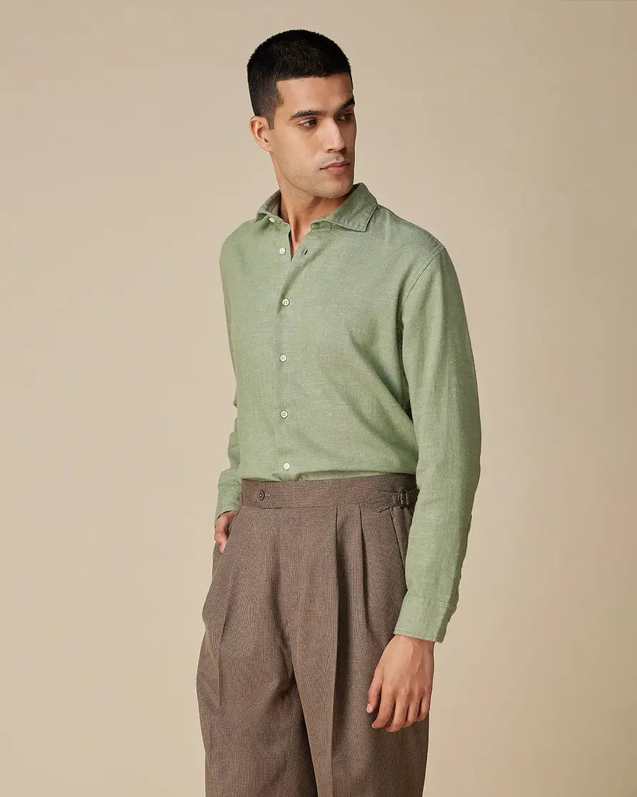 Light Green Textured Twill Shirt