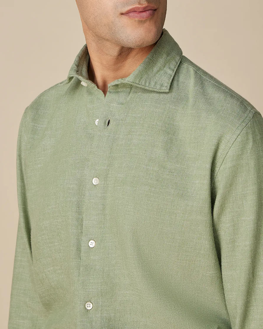 Light Green Textured Twill Shirt