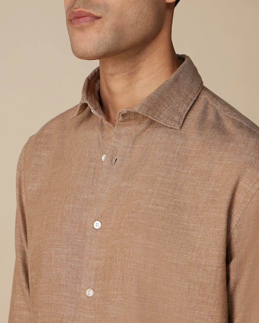 Brown Textured Twill Shirt
