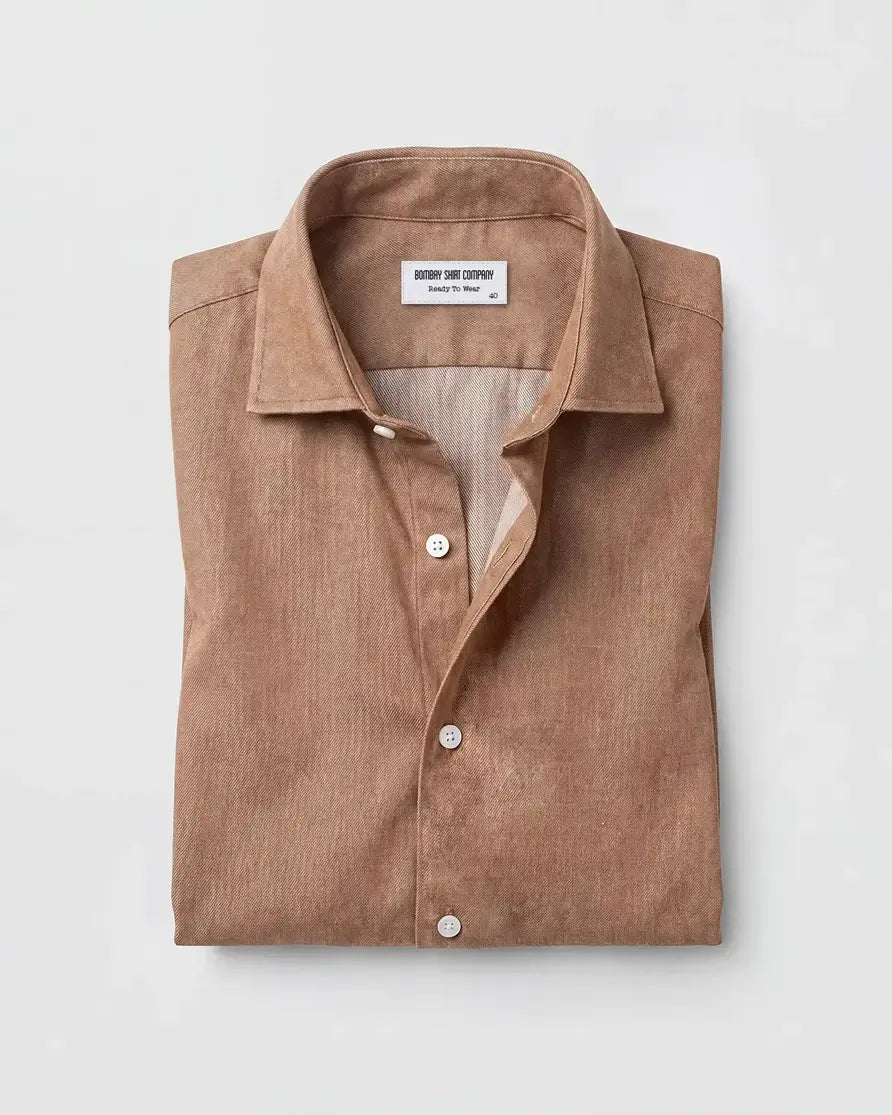 Brown Textured Twill Shirt